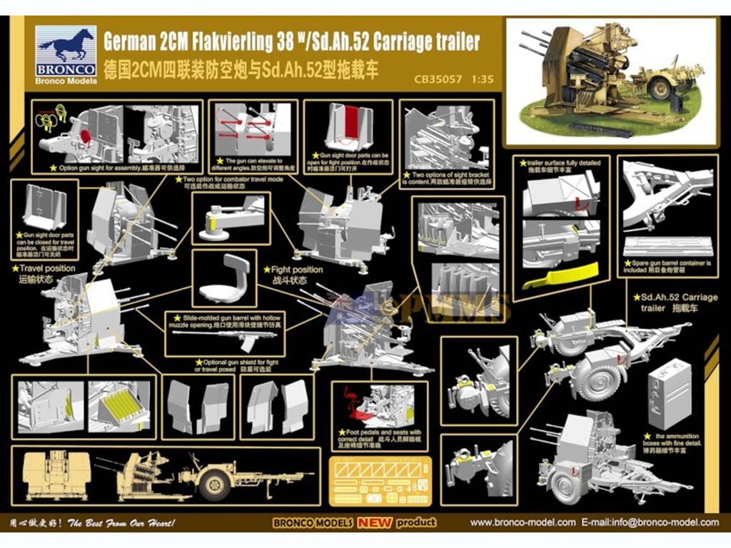 German 2cm Flakvierling 38 con remolque (Vista 2)