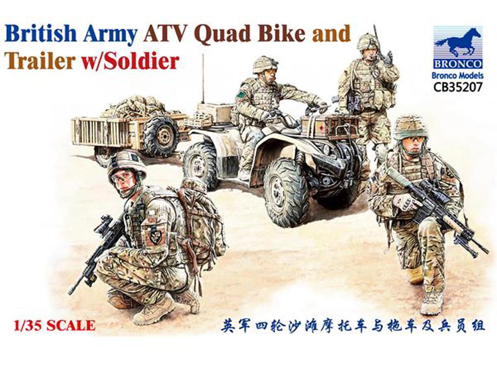 ATV Quad del Ejército Británico y Trailer con Soldados (Vista 1)