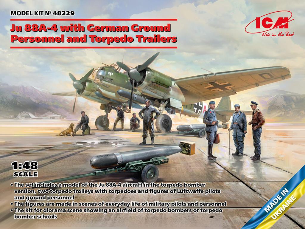 Ju 88A-4 with German Ground Personnel and Torpedo Trailers (Vista 1)