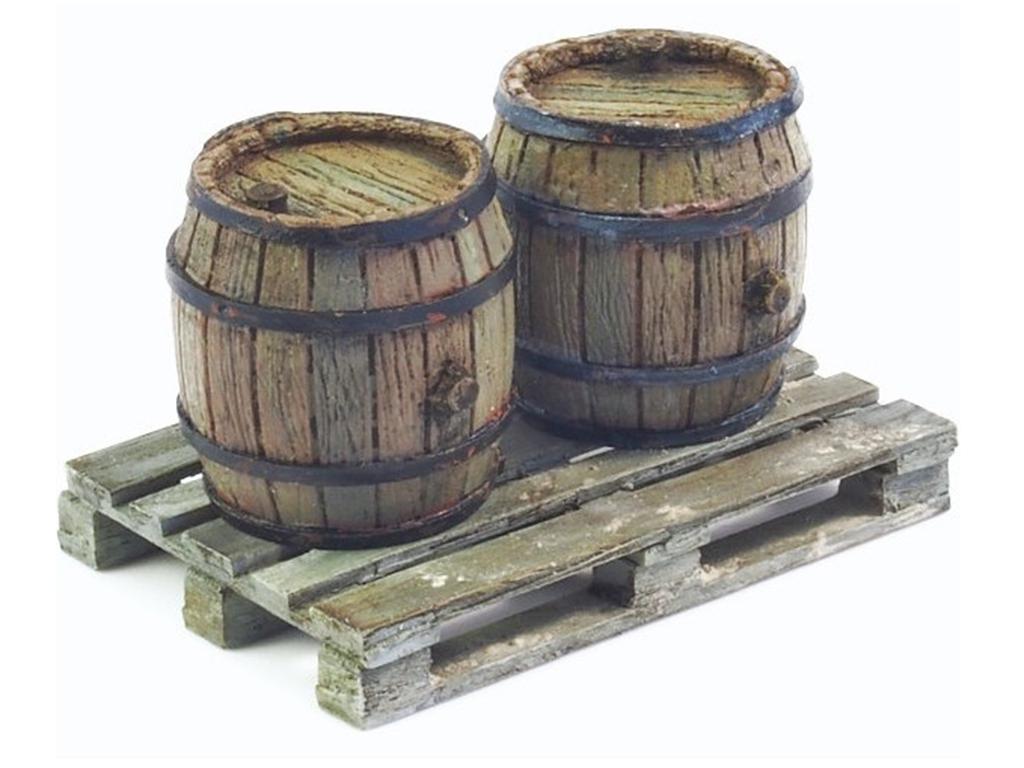 Set 2 Barril Madera y Pallet (Vista 1)