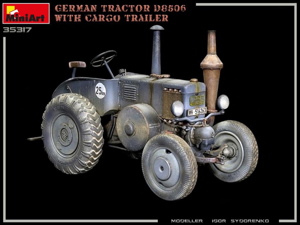 Tractor alemán D8506 con remolque de carga (Vista 8)