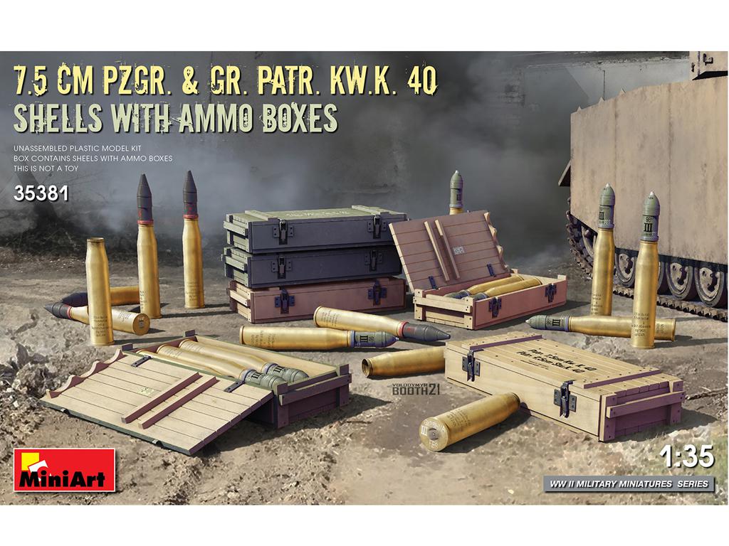 7.5 CM PZGR. & GR. PATR. KW.K. 40 Shells With Ammo Boxes (Vista 1)