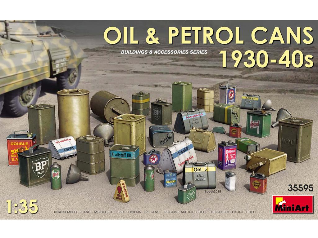 Latas de aceite y gasolina 1930-40s (Vista 1)