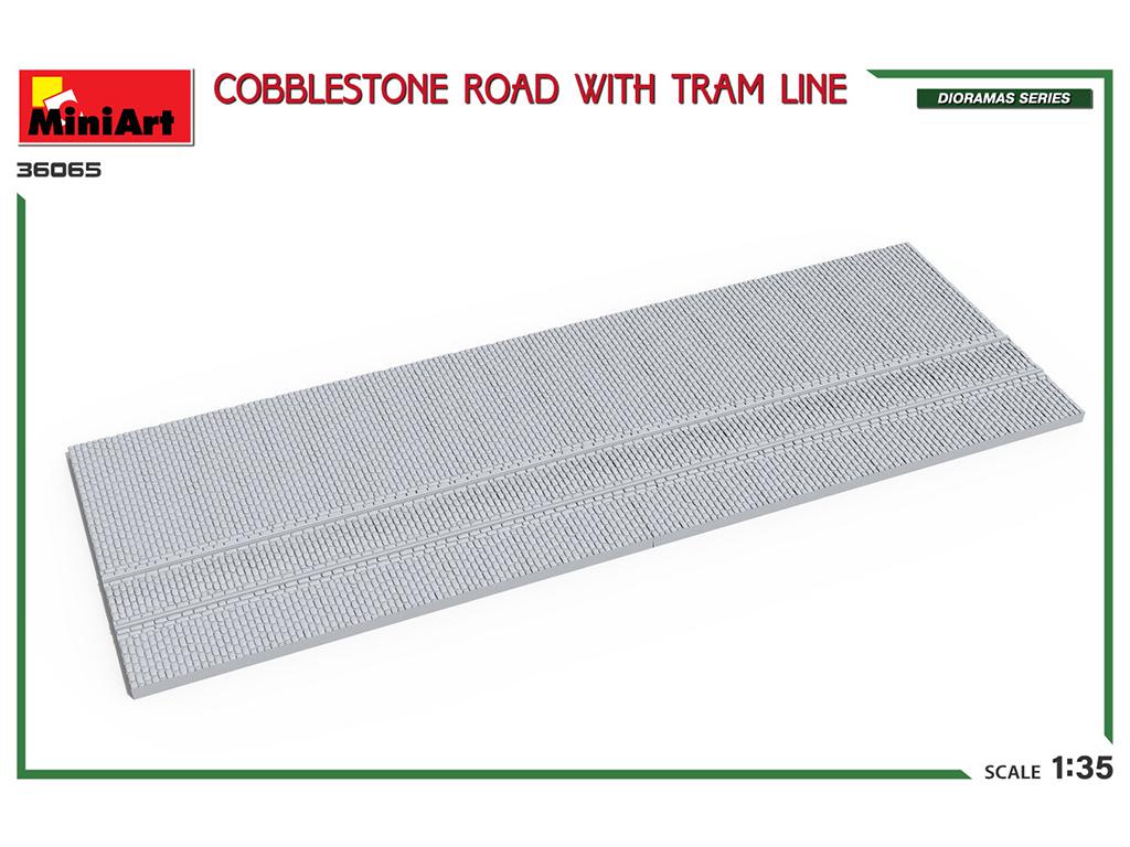 Base de diorama Cobblestone Road With Tram Line (Vista 3)