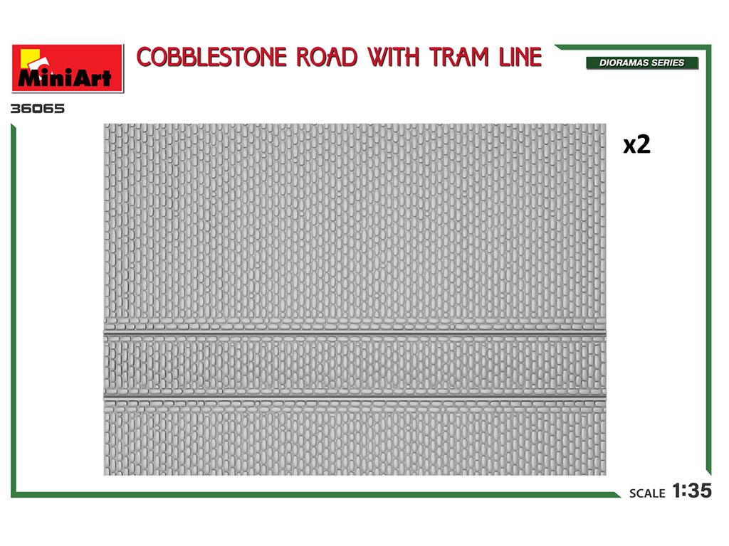 Base de diorama Cobblestone Road With Tram Line (Vista 4)