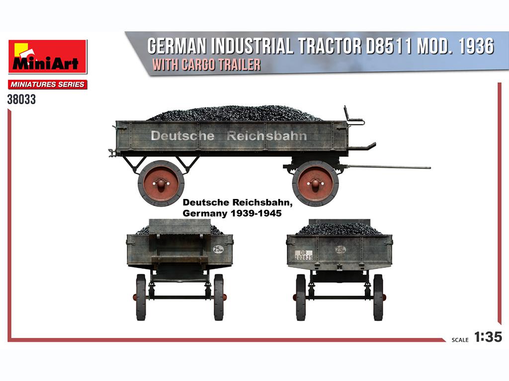Tractor industrial alemán D8511 Mod. 1936 con remolque de carga (Vista 5)