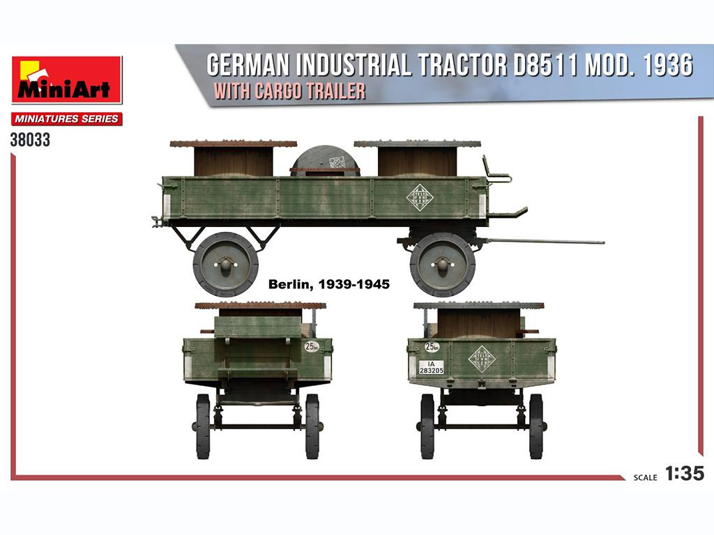 Tractor industrial alemán D8511 Mod. 1936 con remolque de carga (Vista 6)