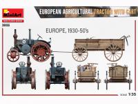 Tractor agrícola europeo con carro (Vista 8)