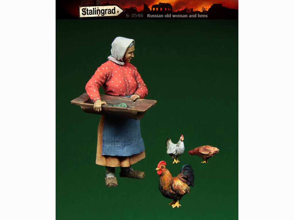 Anciana Rusa y gallinas (Vista 1)