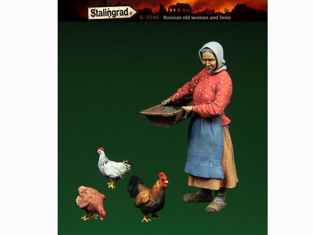 Anciana Rusa y gallinas (Vista 2)
