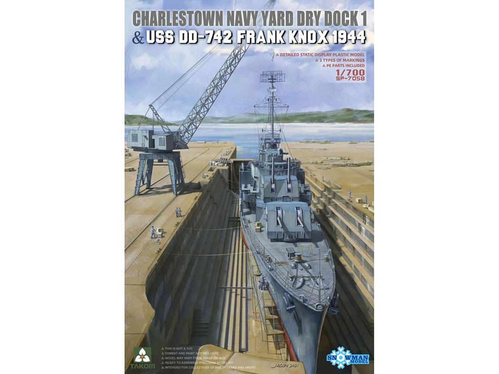 Charlestown Navy Yard Dry Dock 1 & USS Dd-742 Frank Knox 1944 (Vista 1)