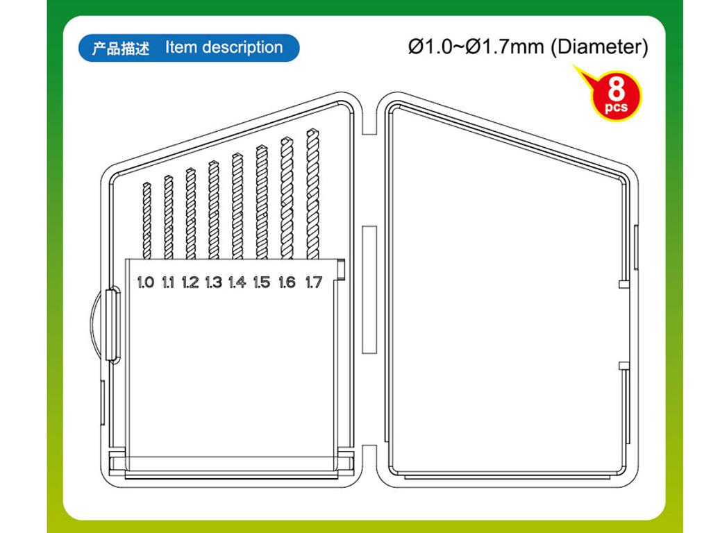 Brocas de 0,1 a 1,7 (Vista 3)